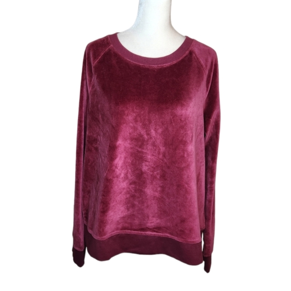 Lands' End Tops Lands End Velour Sweatshirt Burgundy Wine Poshmark